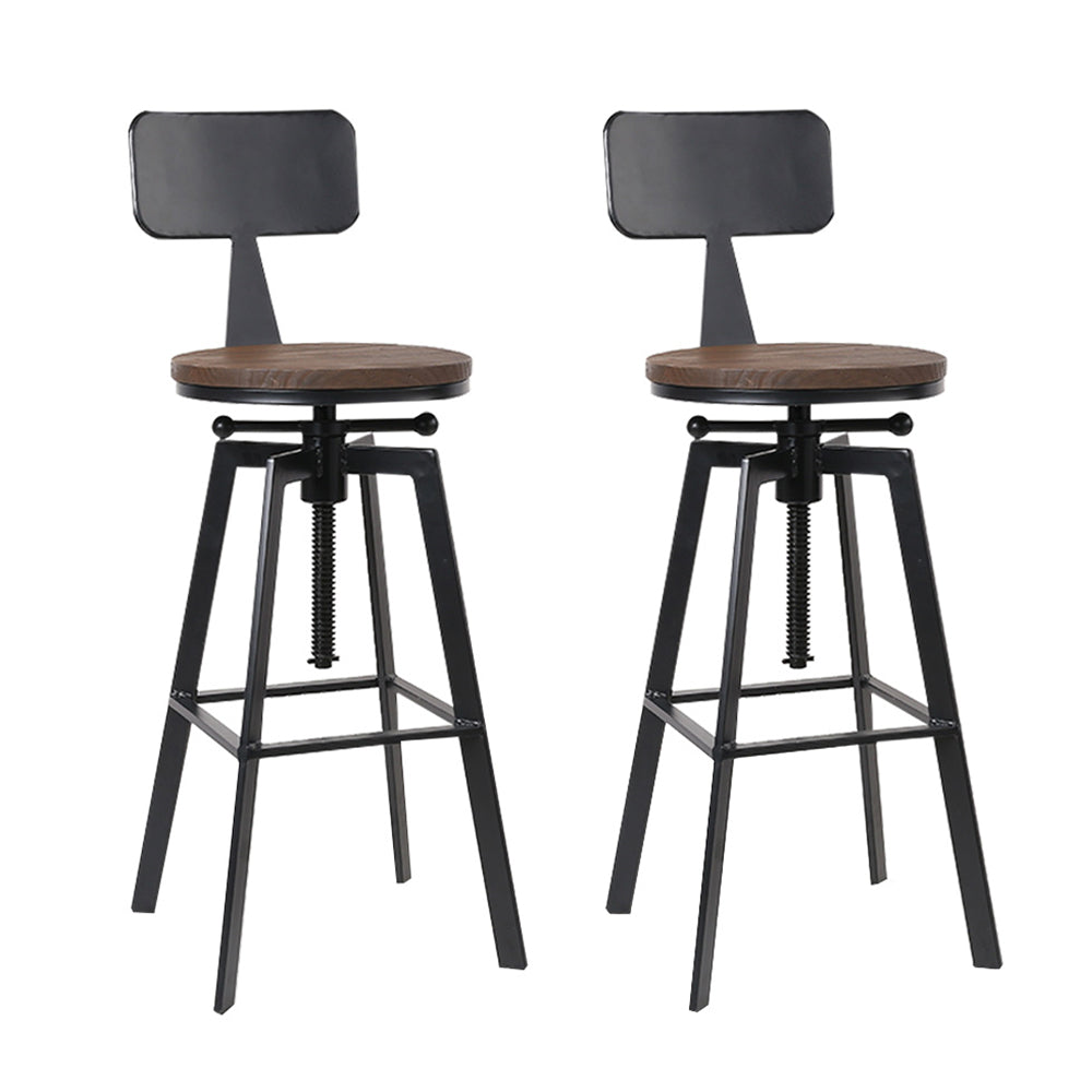 Artiss Set of 2 Rustic Industrial Style Metal Bar Stool - Black and Wood  "Enhance Your Home Decor with Comfortable and Stylish Artiss Bar Stools and Dining Chairs in Dark Walnut Finish"