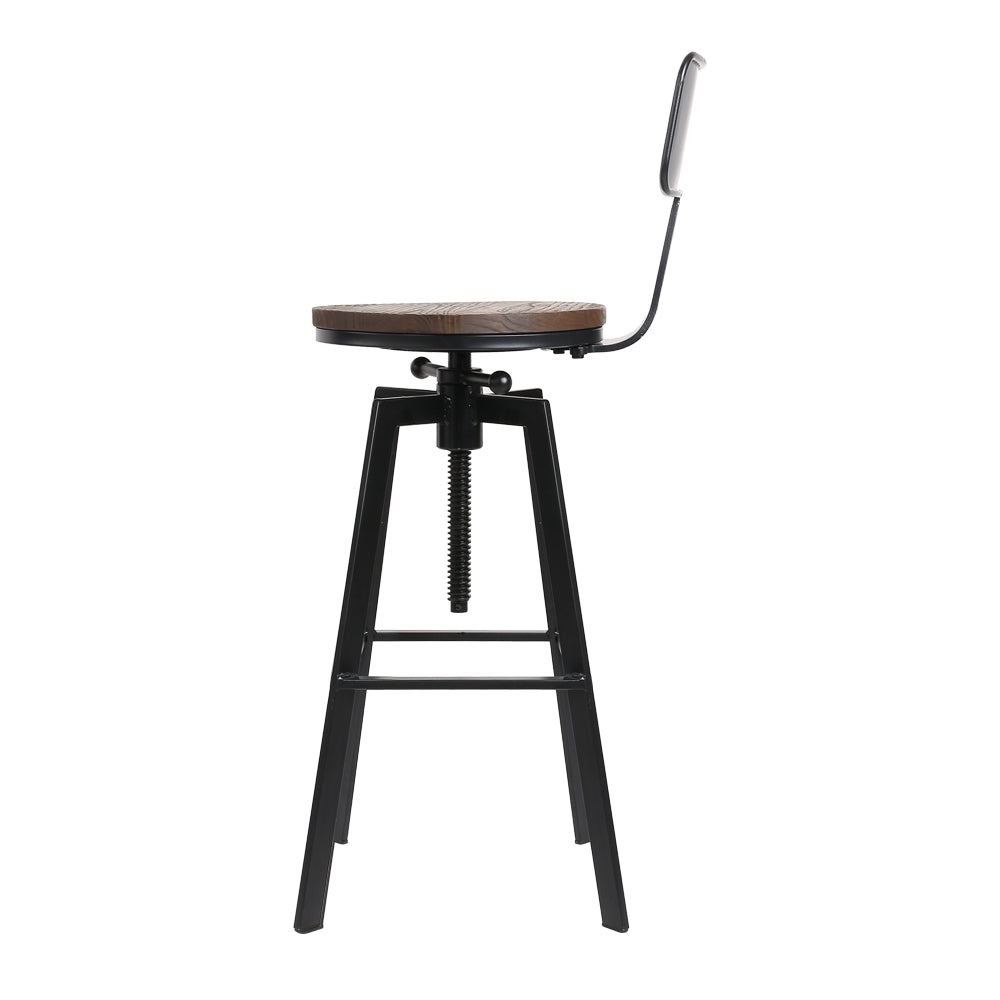 Artiss Set of 2 Rustic Industrial Style Metal Bar Stool - Black and Wood  "Enhance Your Home Decor with Comfortable and Stylish Artiss Bar Stools and Dining Chairs in Dark Walnut Finish"