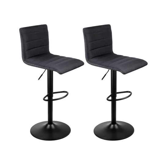 Artiss Set of 2 Faux Linen Bar Stools - Black  "Enhance Your Home Decor with Nessah's 2 Set of Smooth and Comfortable Fabric Dining Chairs, Featuring Simple Design and Fine Quality with Anti-Slip and Floor Protector Features"