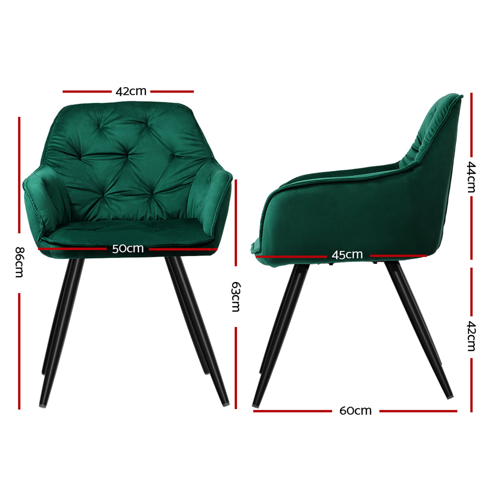 Barstool Now Calivia Dining Chairs Kitchen Chairs Upholstered Velvet Green - Set of 2