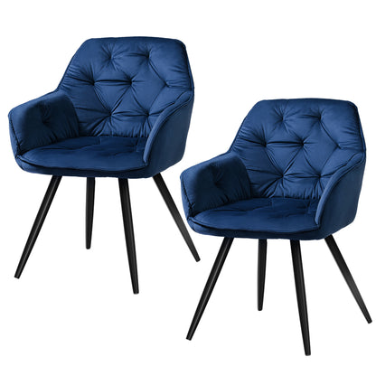 Barstool Now Calivia Dining Chairs Kitchen Chairs Upholstered Velvet Blue - Set of 2