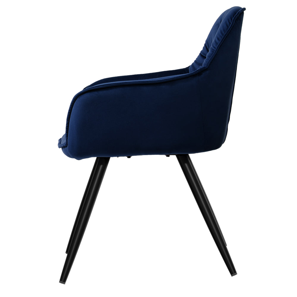 Barstool Now Calivia Dining Chairs Kitchen Chairs Upholstered Velvet Blue - Set of 2