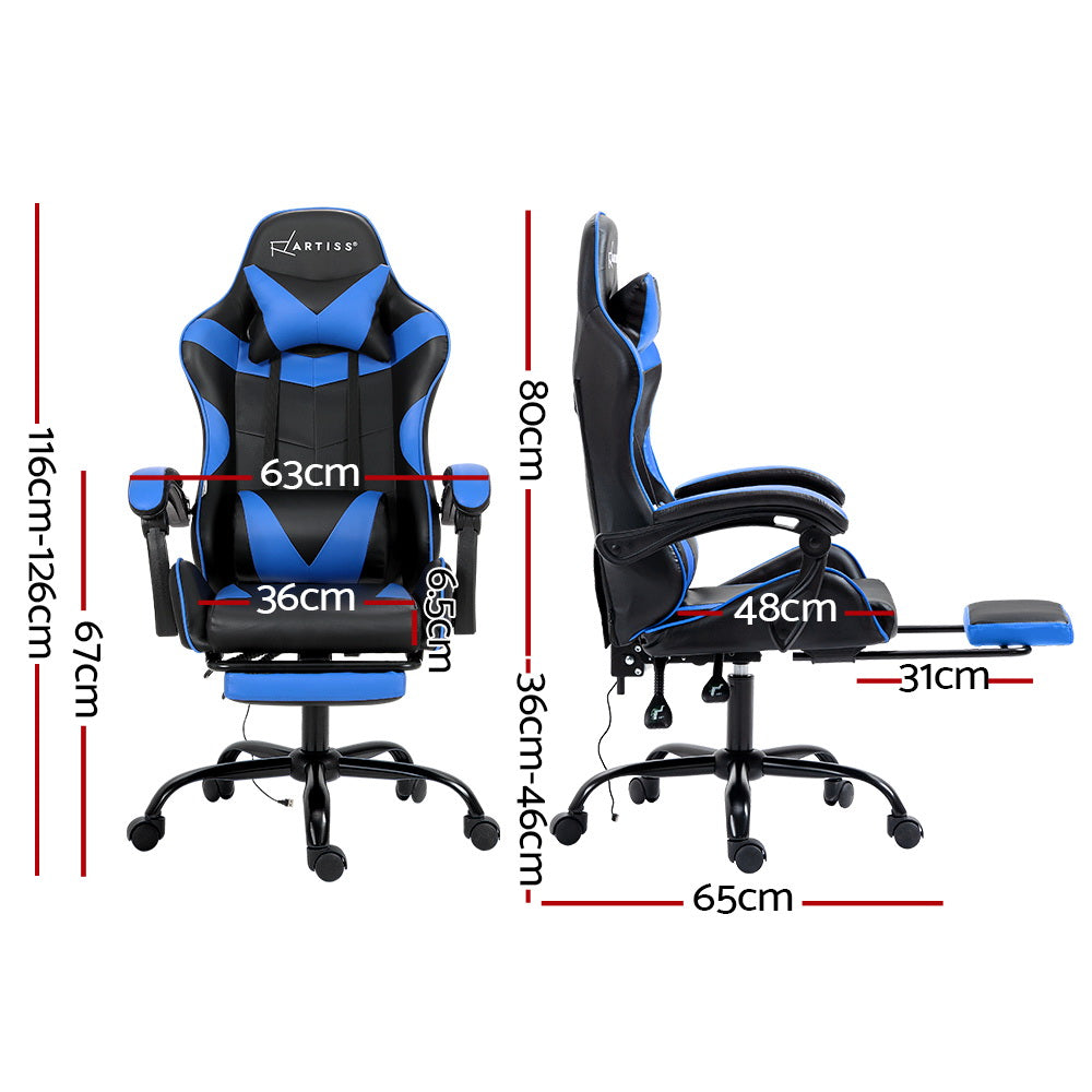 Gaming Chairs Massage Racing Recliner Leather Office Chair Footrest