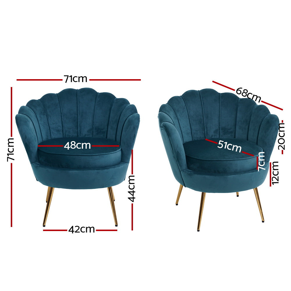 Navy Blue Velvet Retro Accent Armchair