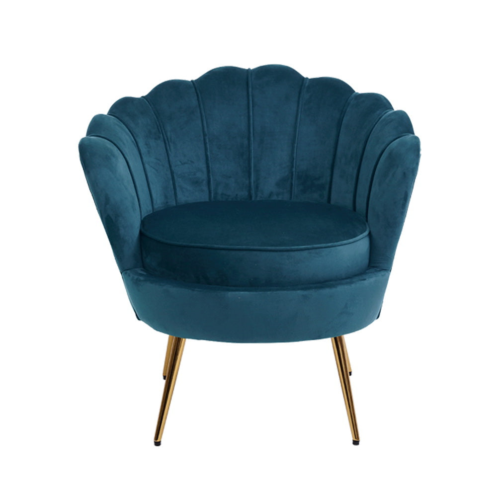 Navy Blue Velvet Retro Accent Armchair