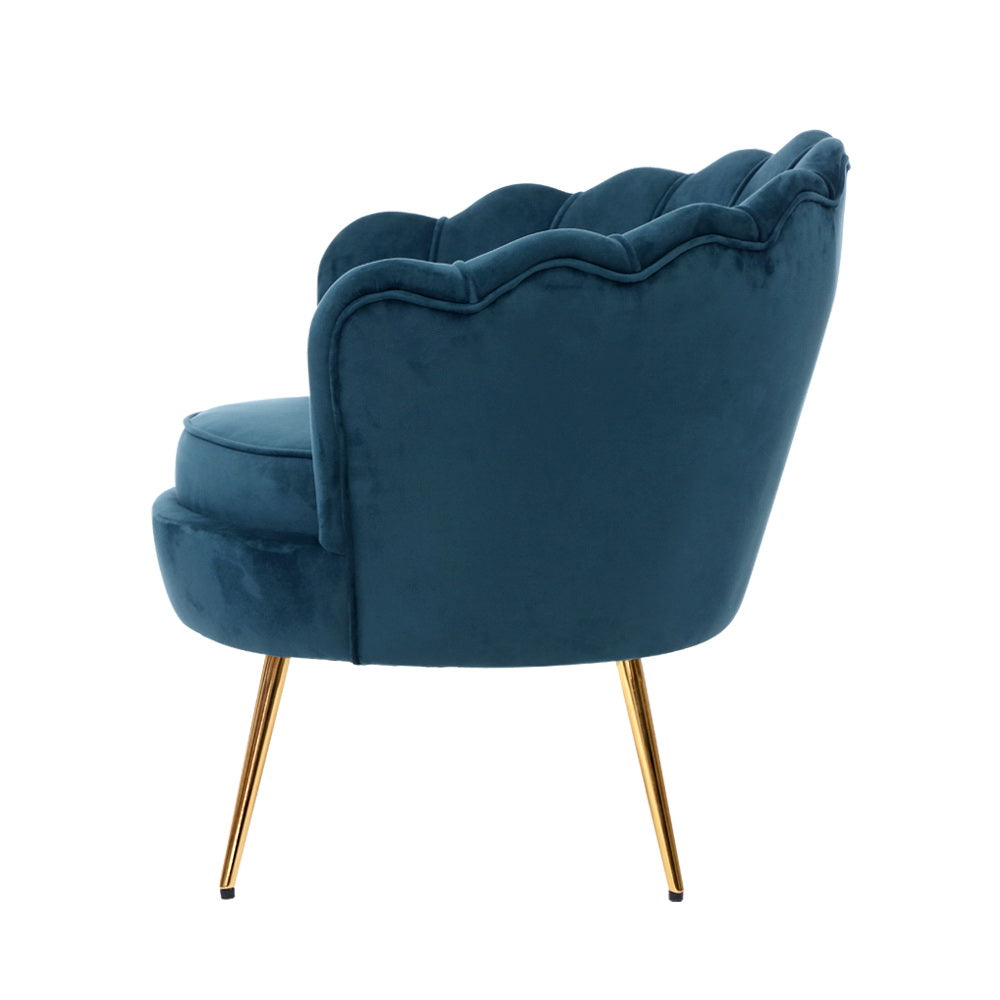 Navy Blue Velvet Retro Accent Armchair