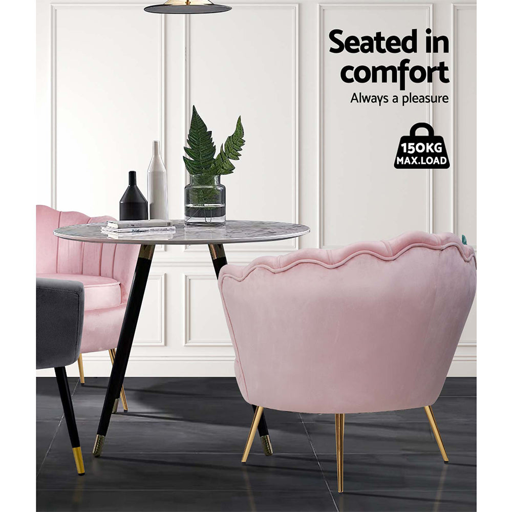 Retro Single Tulip Velvet Accent Armchair