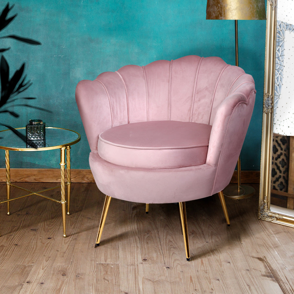 Retro Single Tulip Velvet Accent Armchair