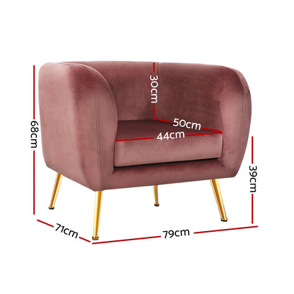 Armchair Lounge Sofa Arm Chair Accent Chairs Armchairs Couch Velvet Pink