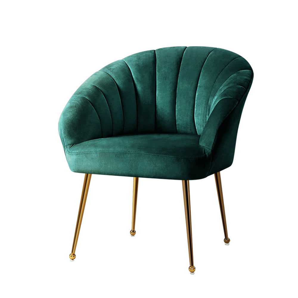 Stylish Modern Green Green Velvet Contoured Eloise Armchair.