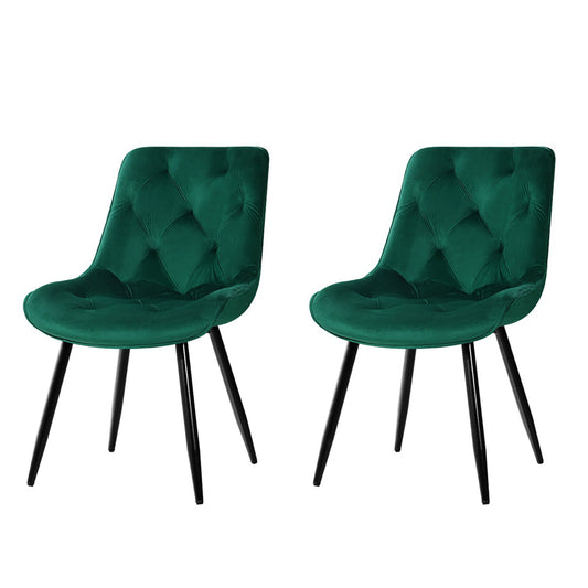 Barstool Now Starlyn Dining Chairs Kitchen Chairs Velvet Padded Seat Green - Set of 2