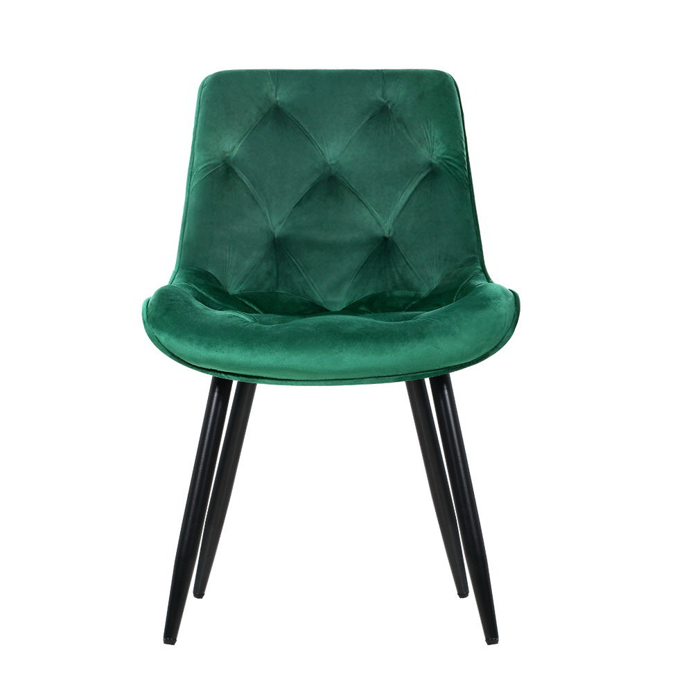 Barstool Now Starlyn Dining Chairs Kitchen Chairs Velvet Padded Seat Green - Set of 2