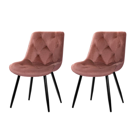 Barstool Now Starlyn Dining Chairs Kitchen Chairs Velvet Padded Seat Pink - Set of 2