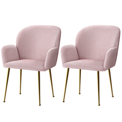 Barstools Now Set of 2 Kynsee Upholstered Velvet Pink Dining Chairs