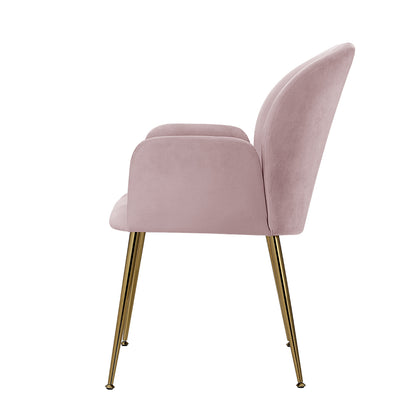 Barstools Now Set of 2 Kynsee Upholstered Velvet Pink Dining Chairs