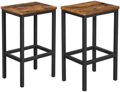 Bar Set Stools of 2 Bar Chairs, Rustic Brown 