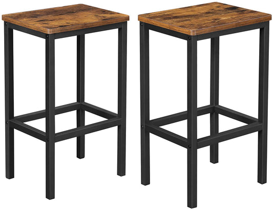 Bar Set Stools of 2 Bar Chairs, Rustic Brown 