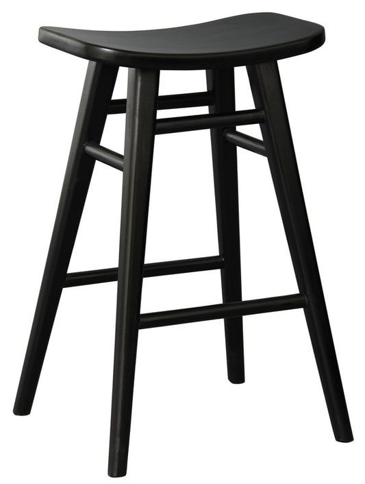 Oval Solid Timber Kitchen Counter Stool (Black)