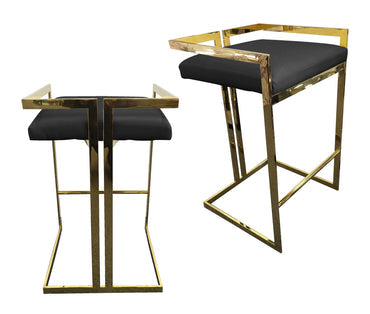 Arya Bar Stool in Black with Gold  Frame